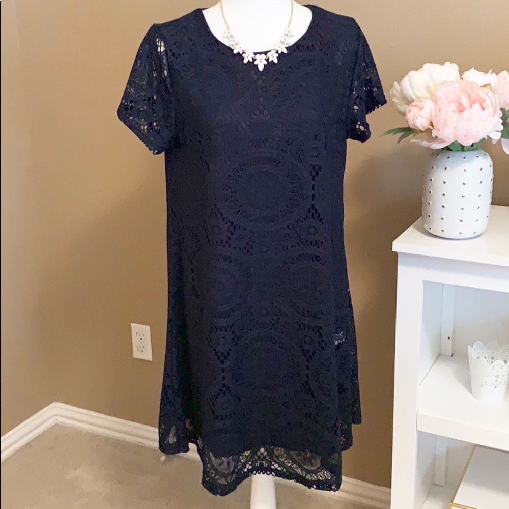 Cupshe Navy Lace Swing Dress